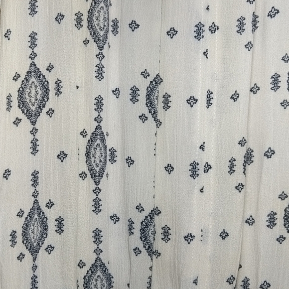 Chloe & Katie Peasant Shirt Cream Navy Cottage Hippie Sheer Boho Prairie Casual - Picture 8 of 14